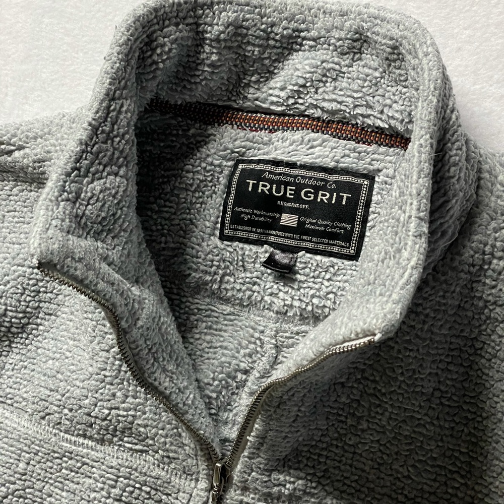 True Grit Luxe Fleece Gray Pullover 1/4 Zip Fleece